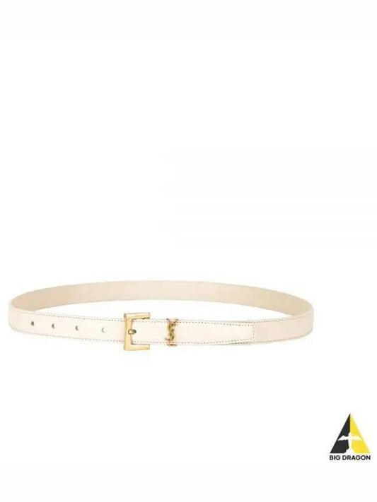 Monogram Square Leather Belt White - SAINT LAURENT - BALAAN 2