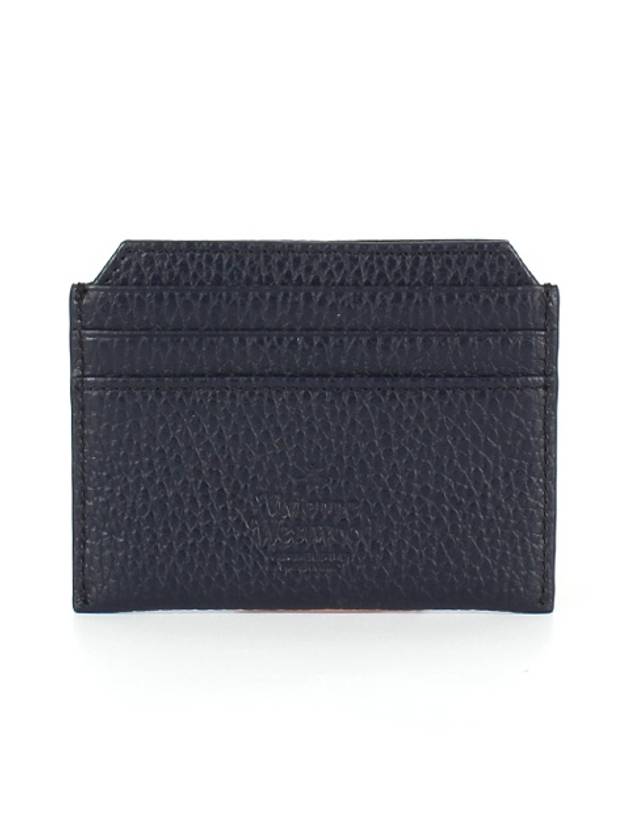 Grain Leather Slim Card Wallet Dark Green Blue - VIVIENNE WESTWOOD - BALAAN 3