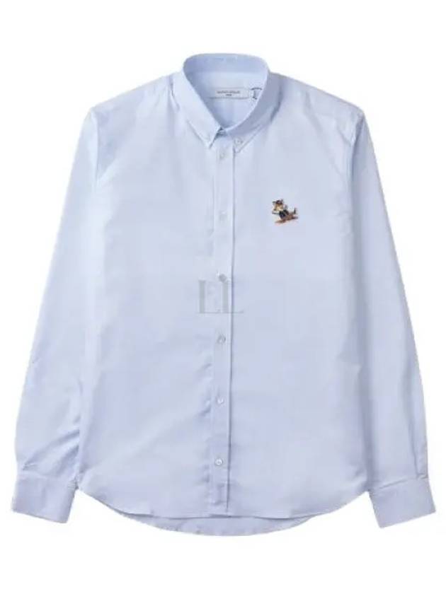 Dressed Fox Patch Relaxed Long Sleeve Shirt Light Blue - MAISON KITSUNE - BALAAN 2