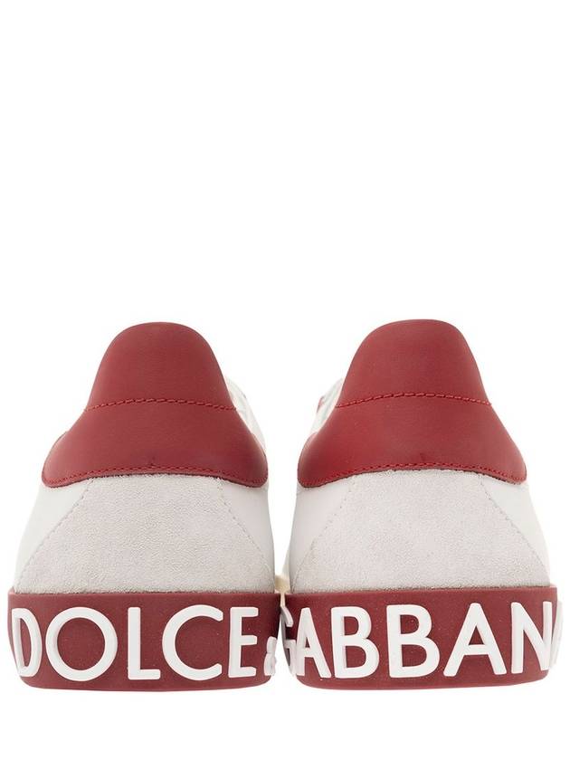 Calfskin Portofino Vintage Sneakers White Red - DOLCE&GABBANA - BALAAN 5