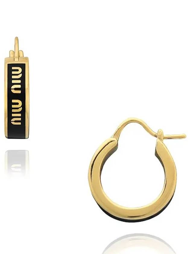 Logo Enameled Metal Earrings  Black - MIU MIU - BALAAN 3