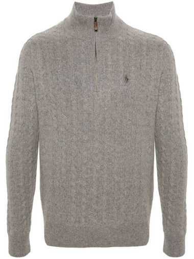 Cable Zip Neck Knit Top Grey - POLO RALPH LAUREN - BALAAN 1