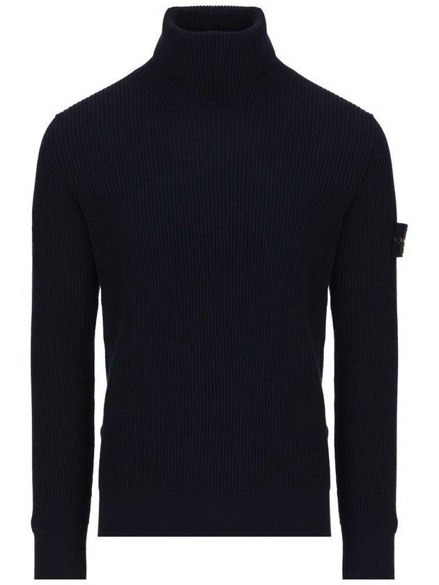 Wappen Patch Wool Turtleneck  Navy - STONE ISLAND - BALAAN 1