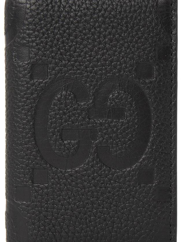 Jumbo GG Leather Card Wallet Black - GUCCI - BALAAN 6