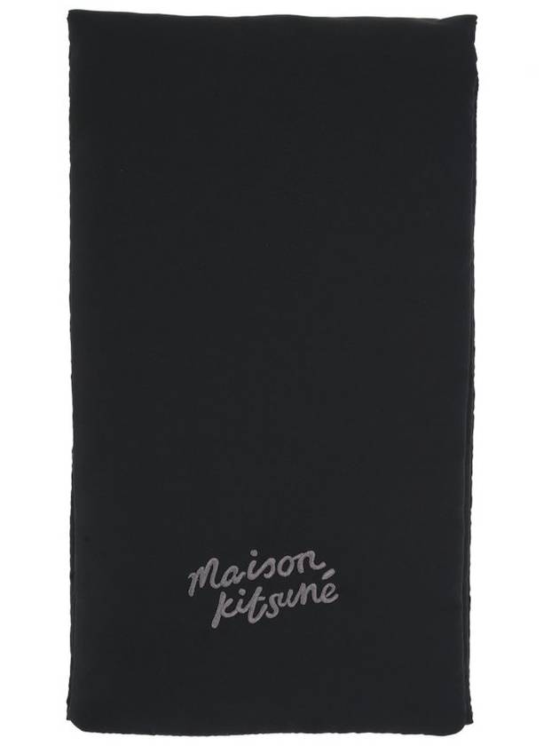 Embroidered Logo Puffer Scarf Black - MAISON KITSUNE - BALAAN 1