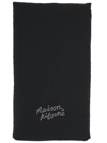 Embroidered Logo Puffer Scarf Black - MAISON KITSUNE - BALAAN 1