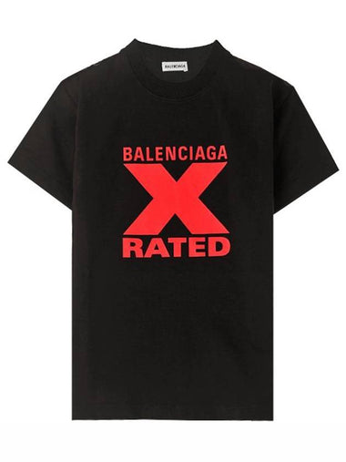 Round Neck Small Fit Cotton Short Sleeve T-Shirt Black - BALENCIAGA - BALAAN 1