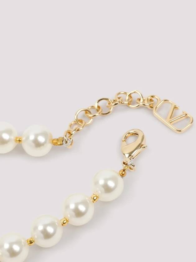 Pearl V Logo Necklace Gold - VALENTINO - BALAAN 3