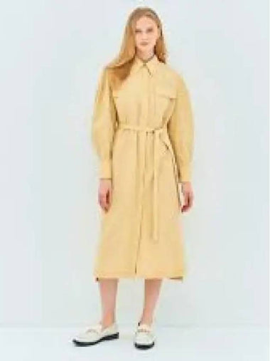 Women's Collar Belt Midi Dress Natural - JIL SANDER - BALAAN 1