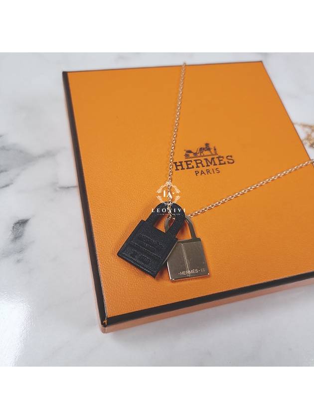 O'Kelly Small Pendant Rose Gold Necklace Noir - HERMES - BALAAN.