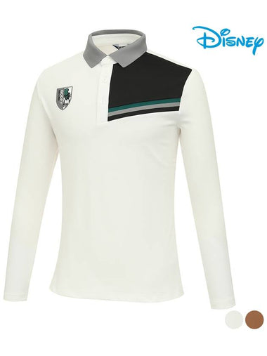 Men s color combination wappen point long sleeve collar t shirt DO3MTS004 - DISNEY GOLF - BALAAN 1