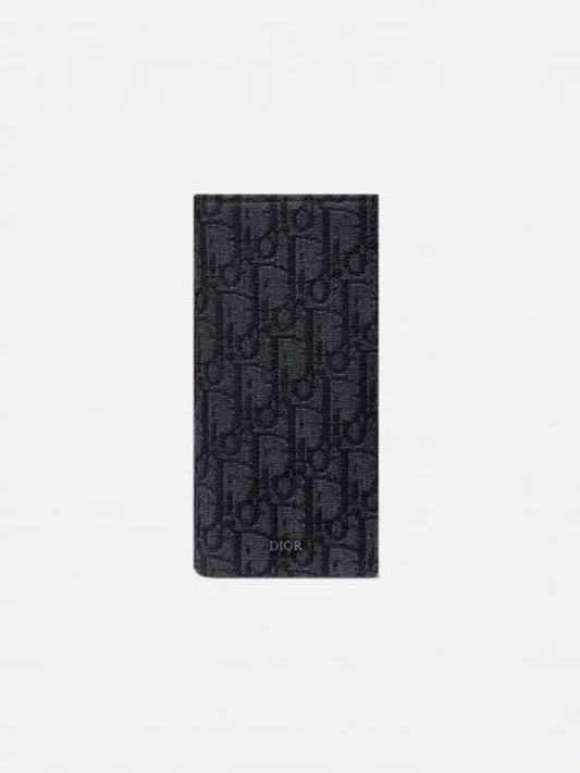 Vertical Long Wallet Black Oblique Jacquard - DIOR - BALAAN 2