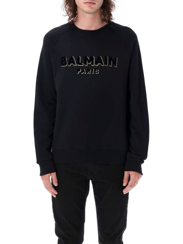 Crew neck logo sweatshirt black - BALMAIN - BALAAN 2