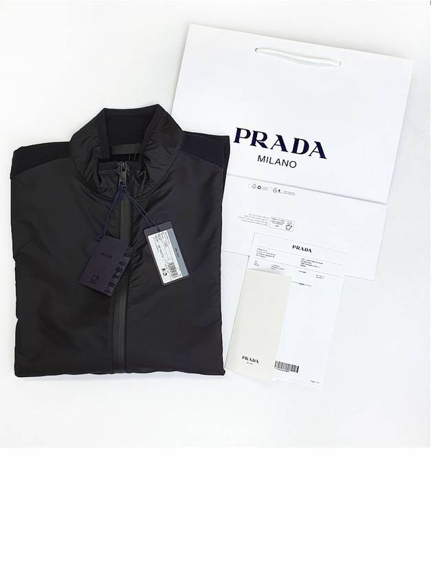 Logo Patch Cotton Zip-up Jacket Black - PRADA - BALAAN 9