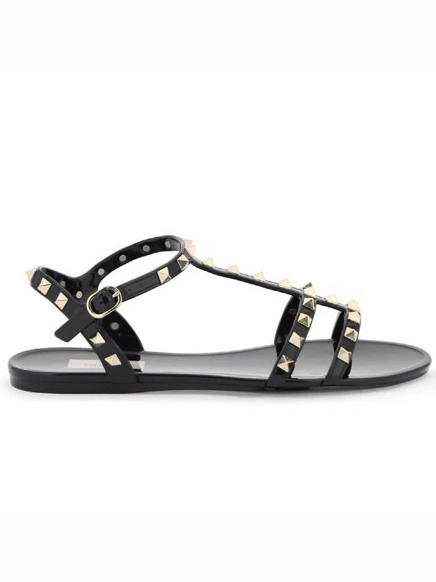 Women's Rockstud Flat Sandals Black - VALENTINO - BALAAN 2