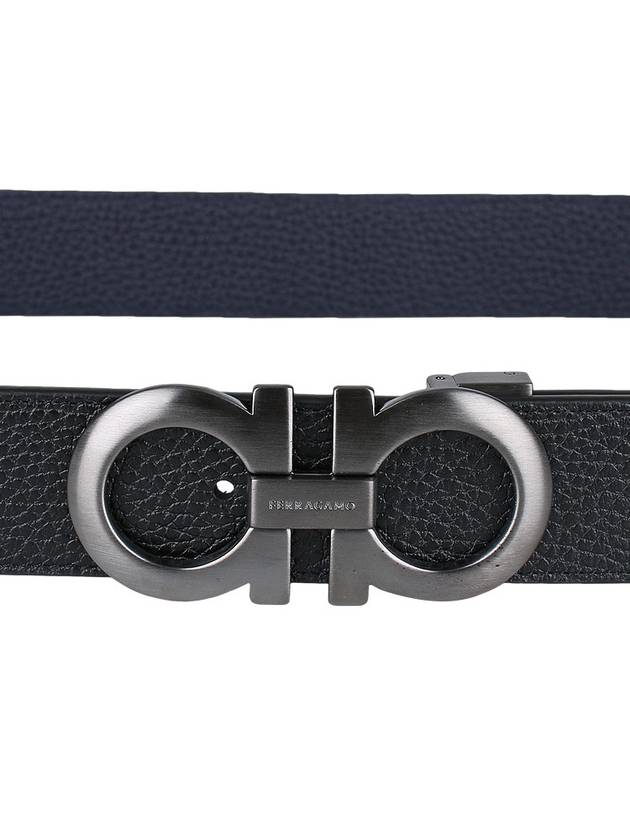 Gancini Reversible Adjustable Leather Belt Midnight Blue - SALVATORE FERRAGAMO - BALAAN 8