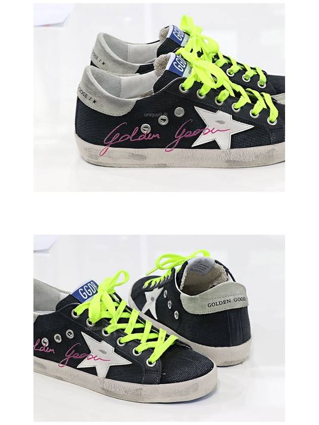 Superstar Canvas Lettering Low Top Sneakers Black - GOLDEN GOOSE - BALAAN.