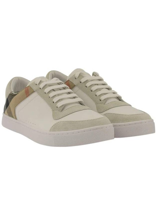 Leather Suede House Check Cotton Sneakers Optic White - BURBERRY - BALAAN 2