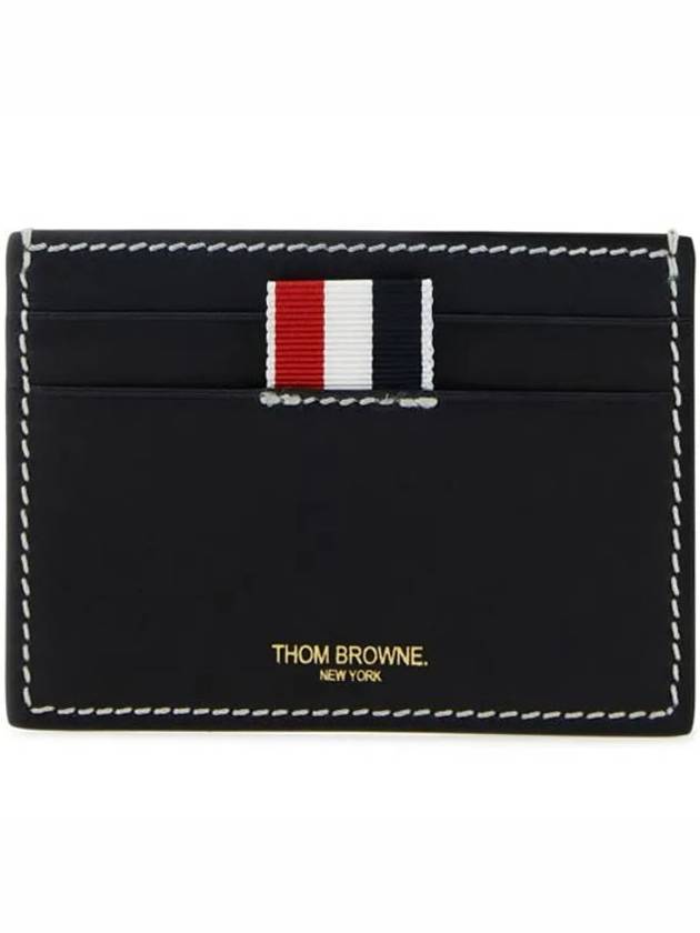 Stitched Vacchetta Card Wallet Navy - THOM BROWNE - BALAAN 2