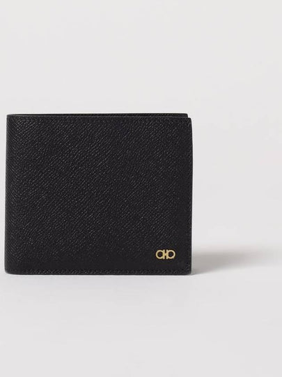 Gancini Plaque Half Wallet Black - SALVATORE FERRAGAMO - BALAAN 2