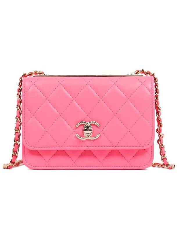 CC Lambskin Chain Mini Cross Bag Hot Pink - CHANEL - BALAAN 1