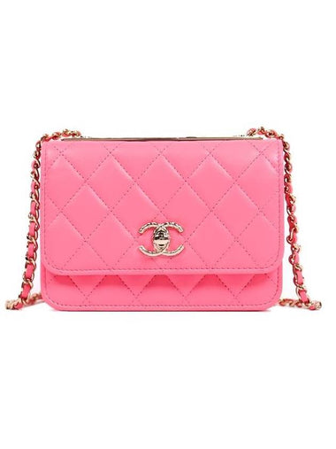 CC Lambskin Chain Mini Cross Bag Hot Pink - CHANEL - BALAAN 1