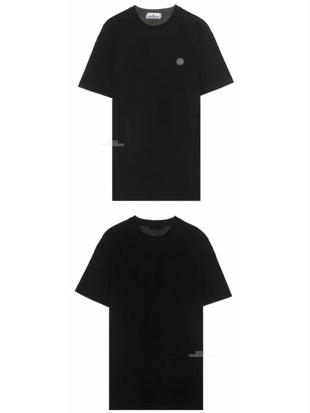 Men's Logo Patch Cotton Short Sleeve T-Shirt Black - STONE ISLAND - BALAAN 6