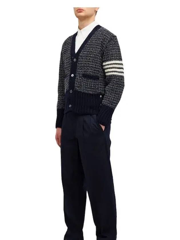 Mohair Tweed 4-Bar Classic V-neck Cardigan Navy - THOM BROWNE - BALAAN 6