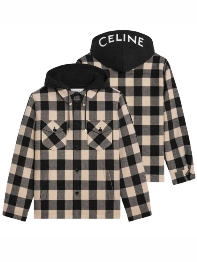 Check Hooded Overshirt Jacket Black Beige - CELINE - BALAAN 2