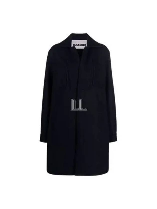 Handwarmer Pocket Midi Wool Single Coat Navy - JIL SANDER - BALAAN 2