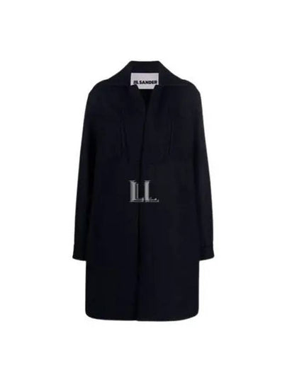 Handwarmer Pocket Midi Wool Single Coat Navy - JIL SANDER - BALAAN 2