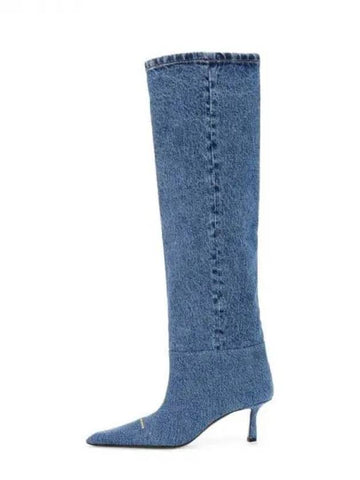 VIOLA 65 washed denim slouchy boots indigo 271821 - ALEXANDER WANG - BALAAN 1