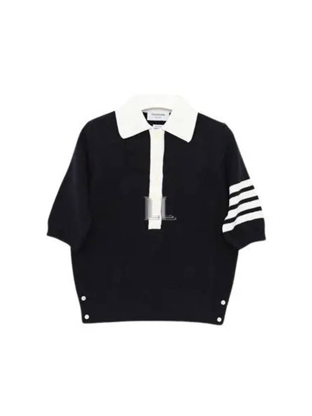 Cotton 4-Bar Hector Polo T- Shirt Navy - THOM BROWNE - BALAAN 2