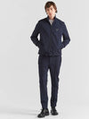 Triangle Logo Stretch Zip Up Jacket Navy - PRADA - BALAAN 2