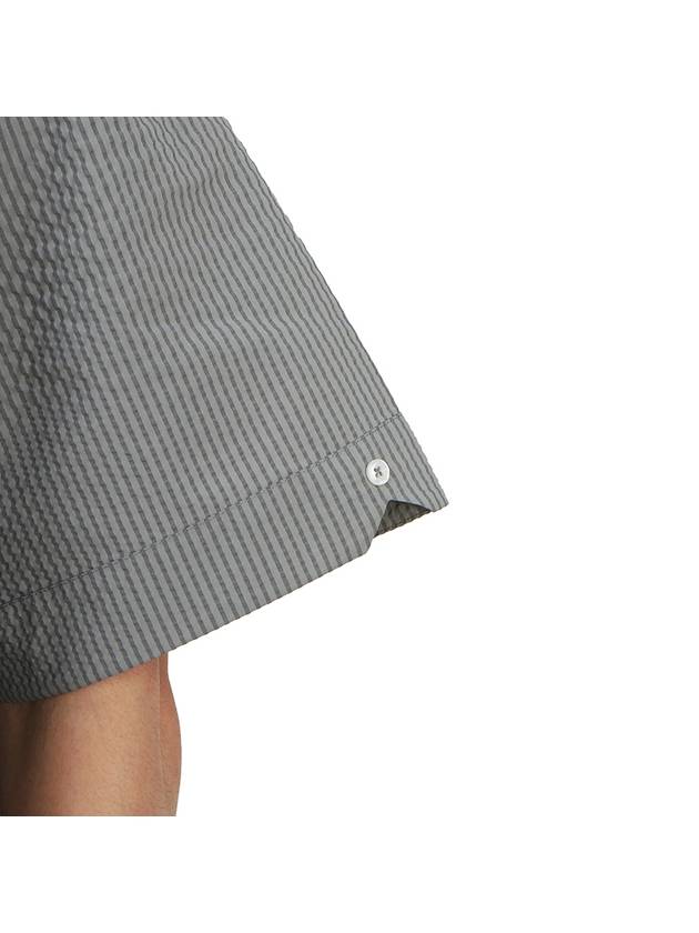 Striped Short Sleeve Shirt Grey - THOM BROWNE - BALAAN 11