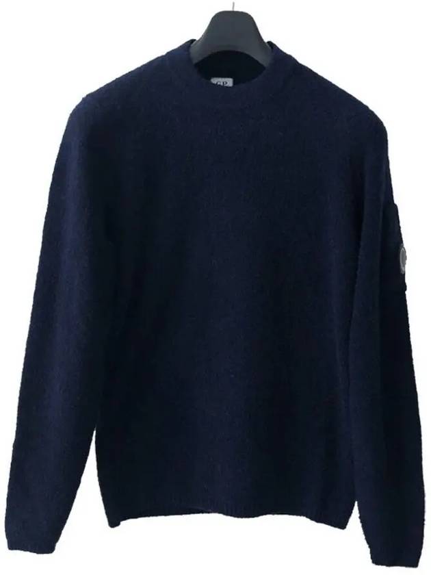 Stretch Alpaca Wool Lens Crew Neck Knit Top Navy - CP COMPANY - BALAAN 2