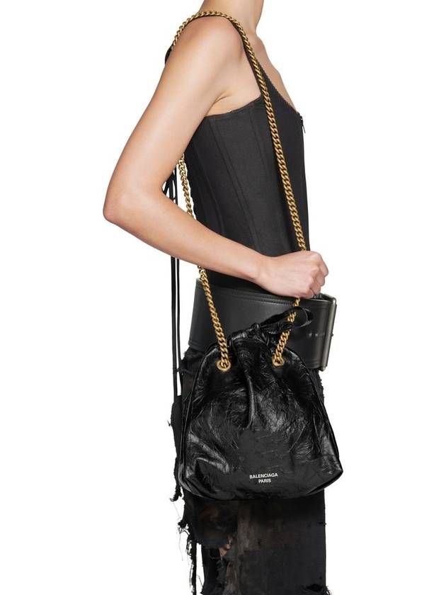 Crush Small Leather Shoulder Bag Black - BALENCIAGA - BALAAN 2