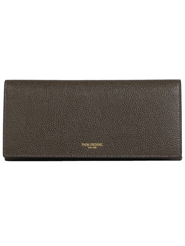 Men's Logo Pebble Grain Leather Long Wallet Brown - THOM BROWNE - BALAAN 2