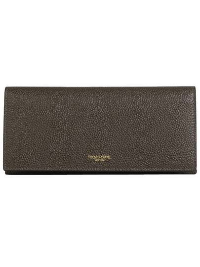 Men's Logo Pebble Grain Leather Long Wallet Brown - THOM BROWNE - BALAAN 2