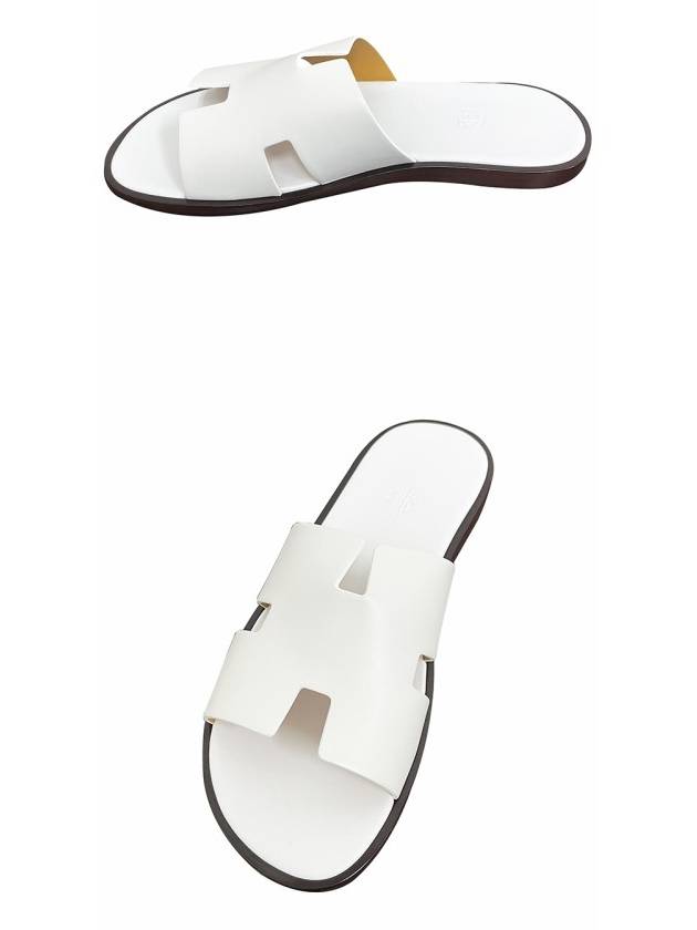 Izmir Leather Slippers Blanc - HERMES - BALAAN 5