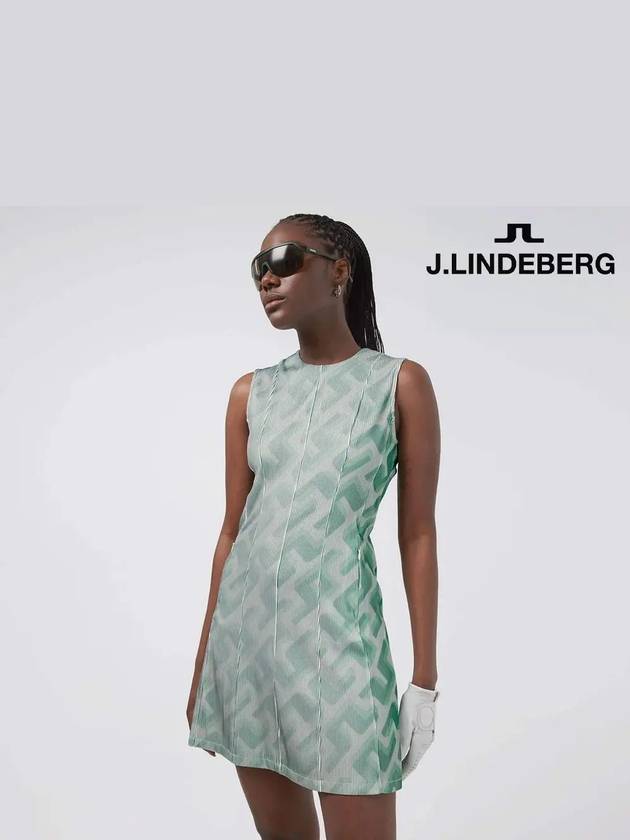 Golfwear Gillian 3D Sleeveless Midi Dress Light Green - J.LINDEBERG - BALAAN 2