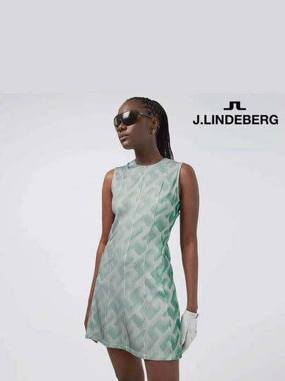 Golfwear Gillian 3D Sleeveless Midi Dress Light Green - J.LINDEBERG - BALAAN 2