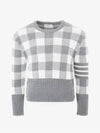 Men's 4 Bar Gingham Check Jacquard Knit Top Grey - THOM BROWNE - BALAAN 3