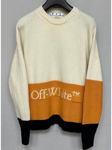 Multicolor wool block logo knit 105 - OFF WHITE - BALAAN 1