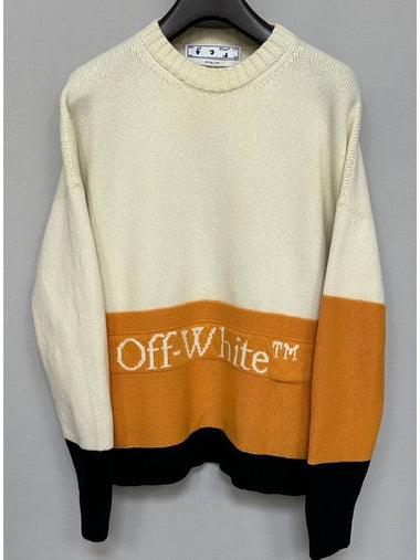 Multicolor wool block logo knit 105 - OFF WHITE - BALAAN 1