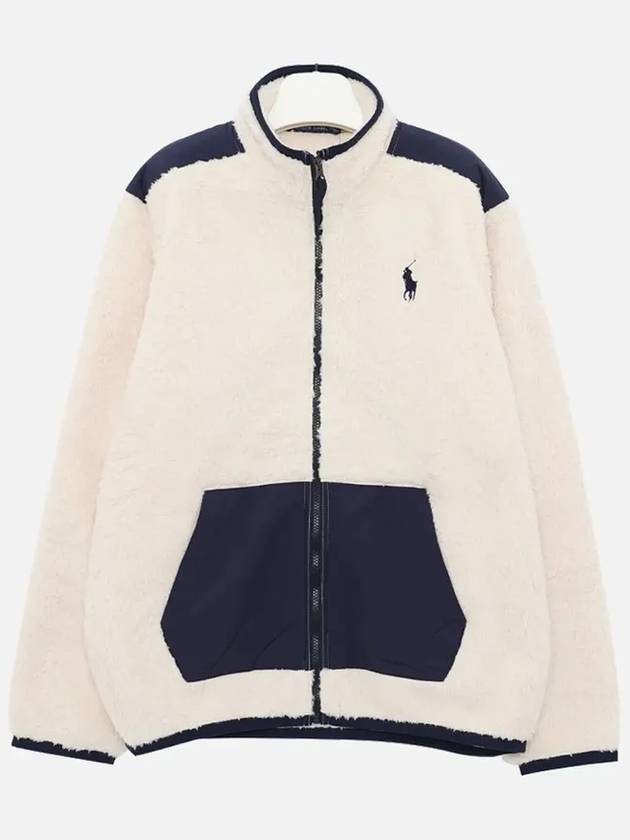 Logo Shearling Zip-up Jacket White - POLO RALPH LAUREN - BALAAN 3