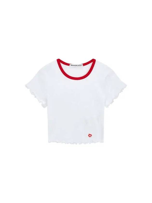 Short Sleeve Lettuce Hem T Shirt White - ALEXANDER WANG - BALAAN 1