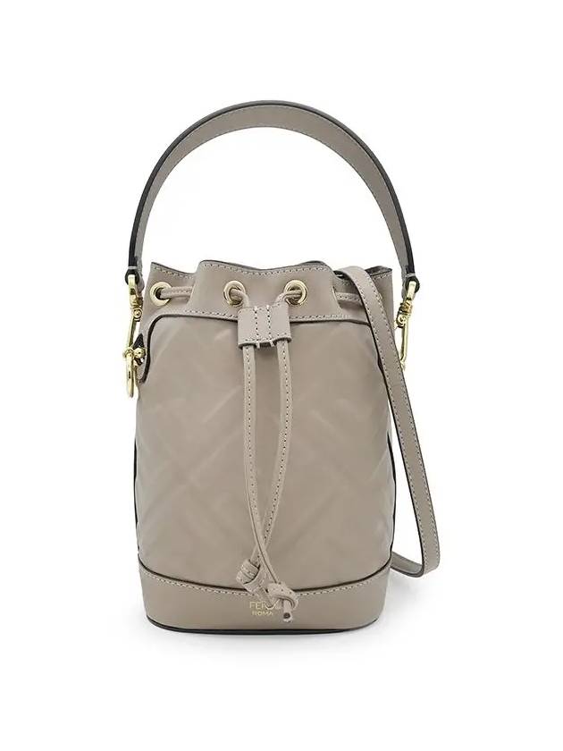 Mon Tresor FF Motif Leather Mini Bag Grey - FENDI - BALAAN 3