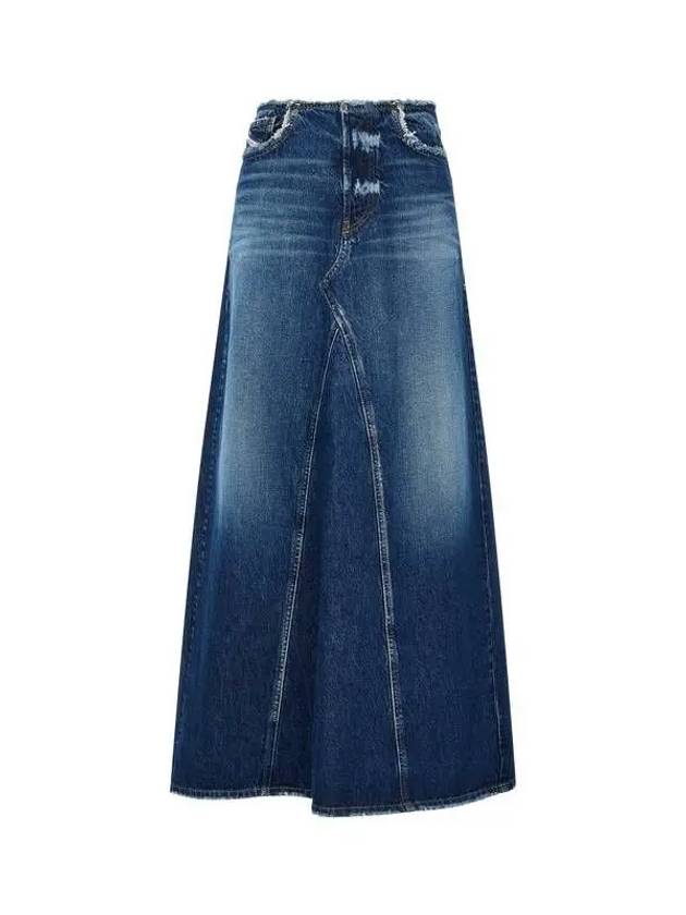 Women s Fringe Trim Long Denim Skirt Blue - DIESEL - BALAAN 1