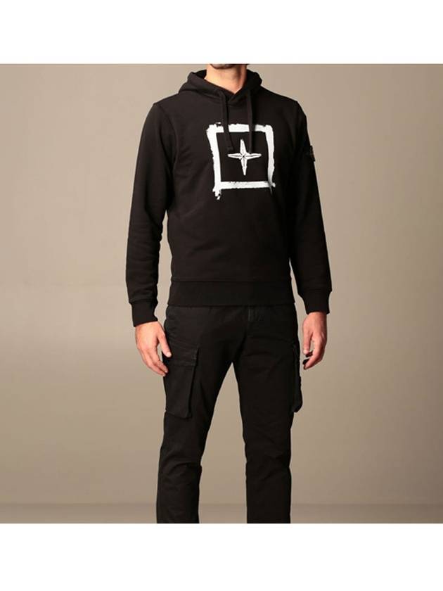 Men's Wappen Patch Box Logo Hoodie Black - STONE ISLAND - BALAAN 7